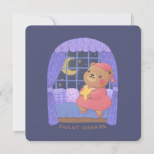 Zachte Dromen: Illustratie van teddybeer Kaart