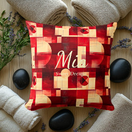 Zachte Dromen – Rood & Crème Geometrisch Accent Kussen