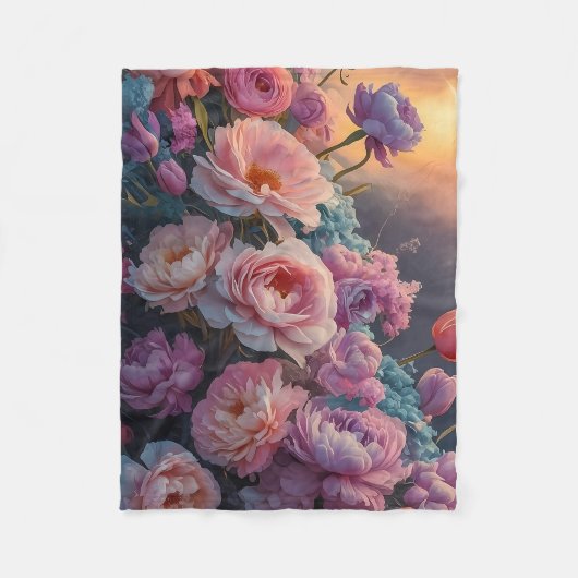 Zachte Dromerige Bloemendeken Ontwerp Fleece Deken (Voorkant)