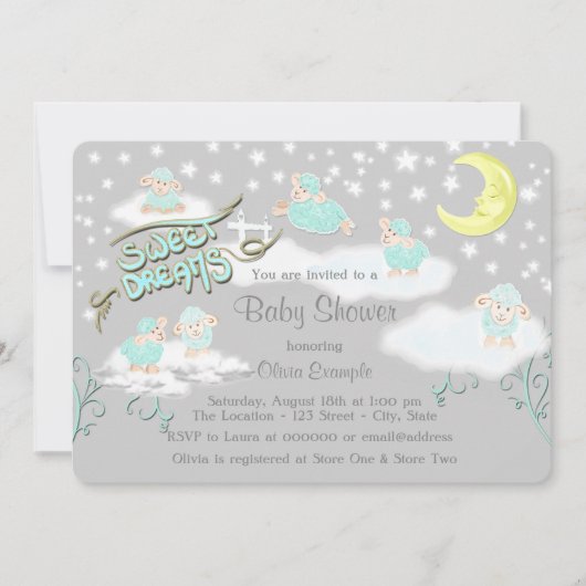 Zachte Droom Schaap Baby Shower Kaart (Voorkant)