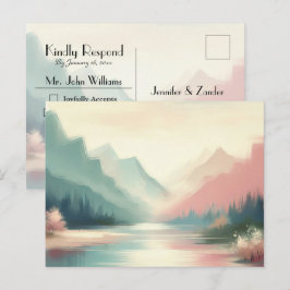 Zachte echo's van de bergen Huwelijk RSVP ansichtk Uitnodiging Briefkaart