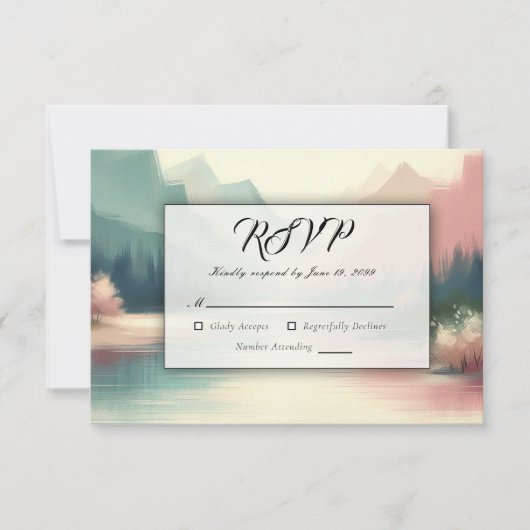 Zachte echo's van de bergen RSVP kaartje (Voorkant)