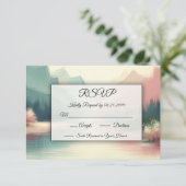 Zachte echo's van de bergen RSVP kaartje (Staand voorkant)