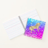 Zachte eenhoorn roze Glitters regenboog gouden mon Notitieboek (Binnen)