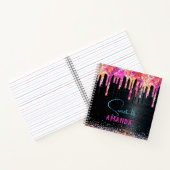 Zachte eenhoorn zwarte glitter verjaardagsmonogram notitieboek (Binnen)