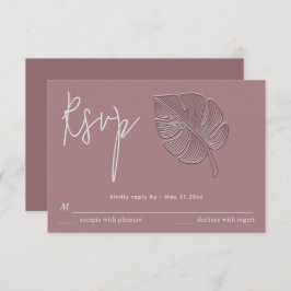 Zachte eenvoudige geprägde tropische blad RSVP