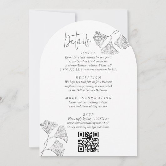 Zachte eenvoudige gestanste ginko alles in één kaart (Achterkant)