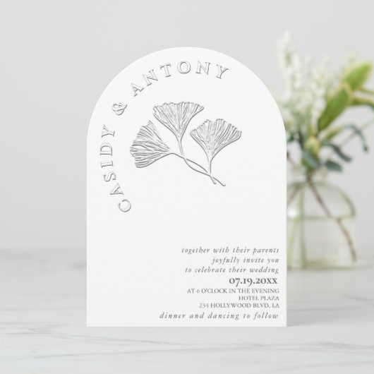 Zachte eenvoudige gestanste ginko alles in één kaart (Staand voorkant)