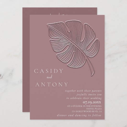 Zachte eenvoudige reliëf tropische blad alles in é kaart (Voorkant / Achterkant)