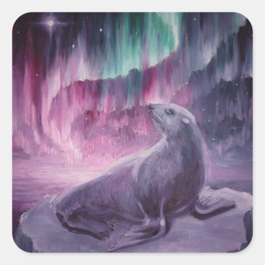 Zachte eenzame zeehond vierkante sticker (Voorkant)