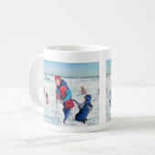 Zachte eerste sneeuwval winterscène koffiemok (Voorkant links)