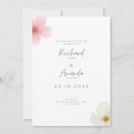 Zachte Elegante Bloemen Huwelijksuitnodiging Kaart