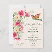 Zachte elegante bloemschikking save the date (Voorkant)