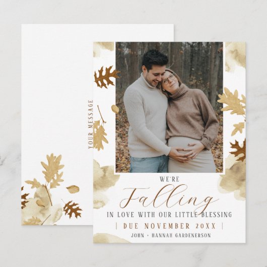 Zachte Elegante Herfst Zwangerschap Foto Briefkaart (Voorkant / Achterkant)