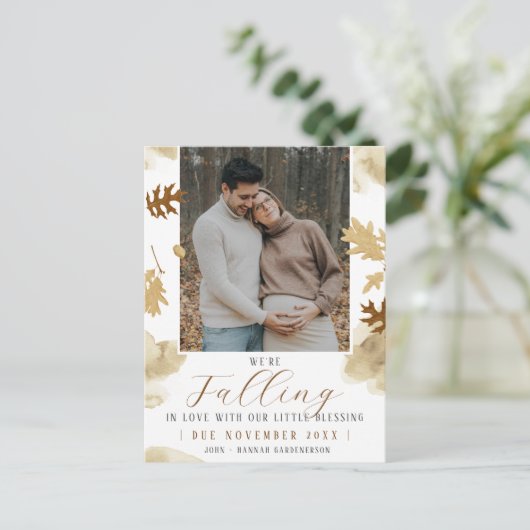 Zachte Elegante Herfst Zwangerschap Foto Briefkaart (Staand voorkant)