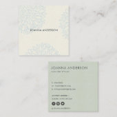 ZACHTE ELEGANTE MINIMALE AQUA BLUE FLORAL GEPERSON VIERKANTE VISITEKAARTJE (Voorkant / Achterkant)