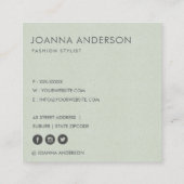 ZACHTE ELEGANTE MINIMALE AQUA BLUE FLORAL GEPERSON VIERKANTE VISITEKAARTJE (Achterkant)