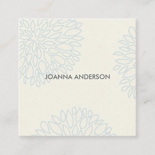 ZACHTE ELEGANTE MINIMALE AQUA BLUE FLORAL GEPERSON VIERKANTE VISITEKAARTJE (Voorkant)