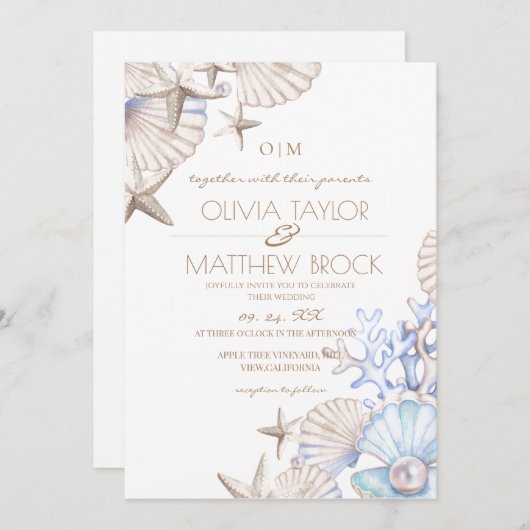 Zachte elegante Ocean Beach bruiloft Kaart (Voorkant / Achterkant)