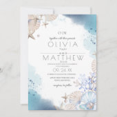 Zachte Elegante Ocean Beach Koraal Wedding Kaart (Voorkant)