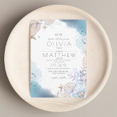 Zachte Elegante Ocean Beach Koraal Wedding Kaart