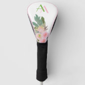 Zachte Elegante Roze Bloemen Custom Monogram Golfheadcover (Voorkant)