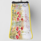 Zachte Elegante Wildflower Aangepaste Naam Golfheadcover (Draai 90)