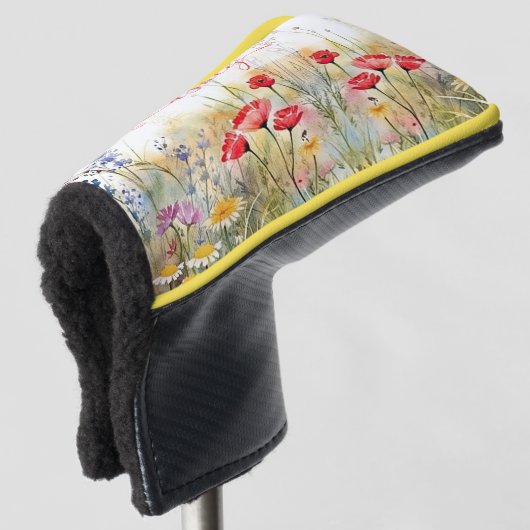 Zachte Elegante Wildflower Aangepaste Naam Golfheadcover (3/4 voorkant)