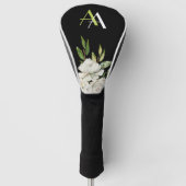 Zachte Elegante Witte Bloemen Aangepaste Monogram Golfheadcover (Voorkant)