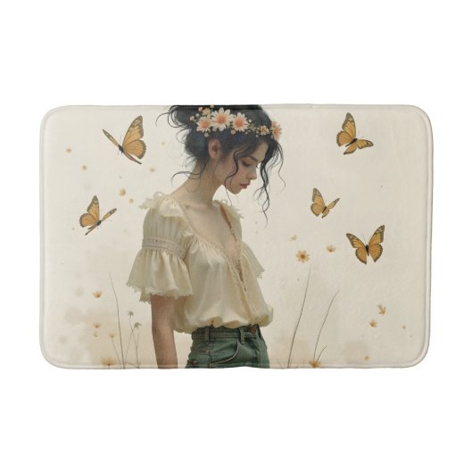 Zachte elegantie in een vlinderdans badmat (Voorkant)