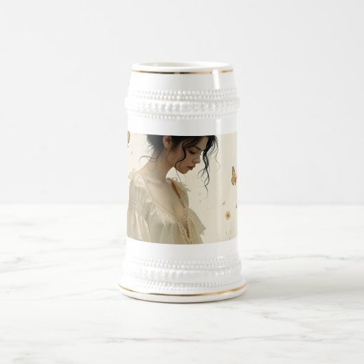 Zachte elegantie in een vlinderdans bierpul (Center)