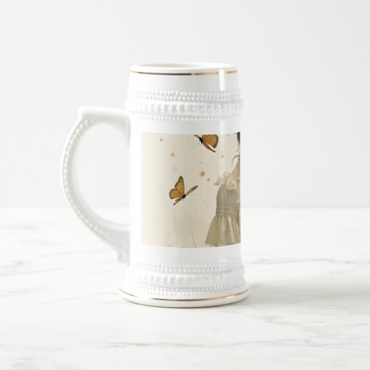Zachte elegantie in een vlinderdans bierpul (Links)