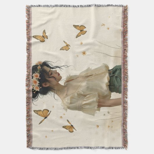 Zachte elegantie in een vlinderdans deken (Voorkant Verticaal)