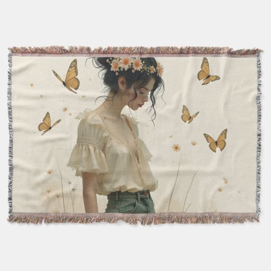 Zachte elegantie in een vlinderdans deken (Voorkant)