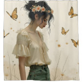 Zachte elegantie in een vlinderdans douchegordijn (Voorkant)