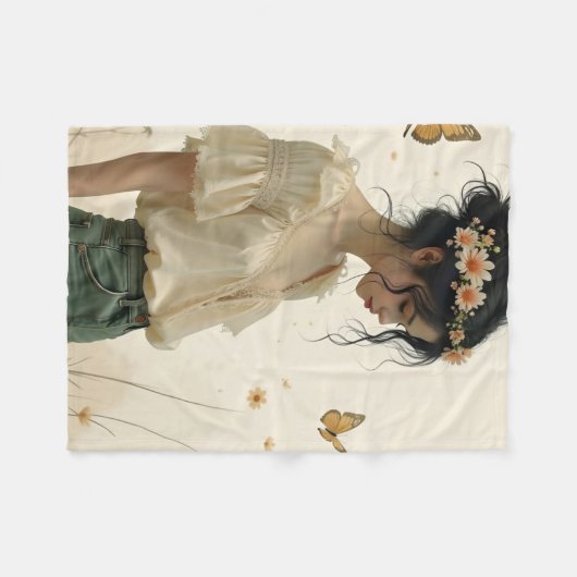 Zachte elegantie in een vlinderdans fleece deken (Voorkant (Horizontaal))