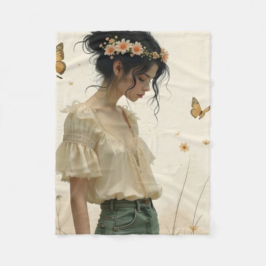 Zachte elegantie in een vlinderdans fleece deken (Voorkant)