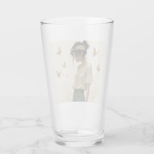 Zachte elegantie in een vlinderdans glas (Achterkant)