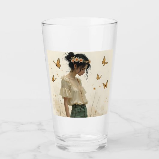 Zachte elegantie in een vlinderdans glas (Voorkant)