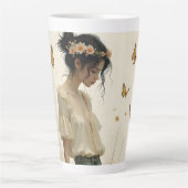 Zachte elegantie in een vlinderdans latte mok (Voorkant)