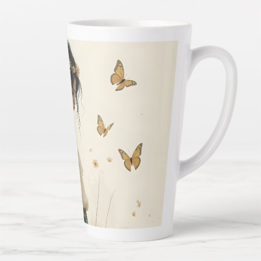 Zachte elegantie in een vlinderdans latte mok (Rechts)