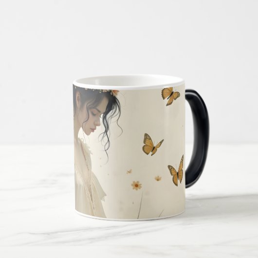 Zachte elegantie in een vlinderdans magische mok (Voorkant rechts)