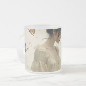 Zachte elegantie in een vlinderdans matglas koffiemok (Voorkant links)