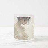 Zachte elegantie in een vlinderdans matglas koffiemok (Center)