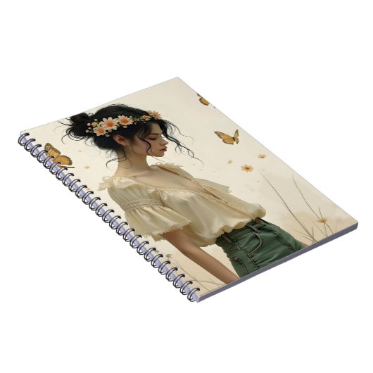 Zachte elegantie in een vlinderdans notitieboek (Rechterzijde)