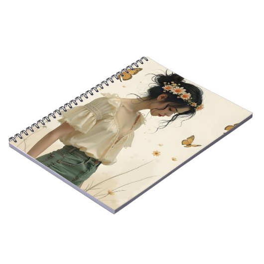 Zachte elegantie in een vlinderdans notitieboek (Linkerzijde)