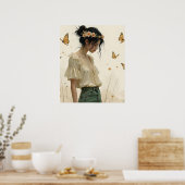 Zachte elegantie in een vlinderdans poster (Keuken)