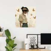 Zachte elegantie in een vlinderdans poster (Thuiskantoor)