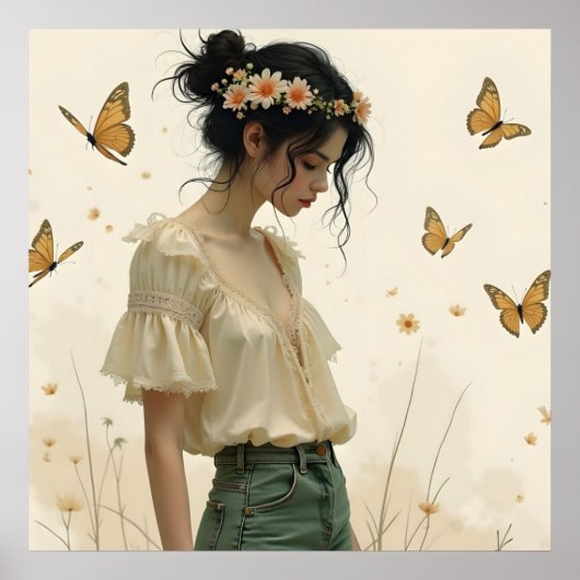 Zachte elegantie in een vlinderdans poster (Voorkant)
