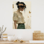 Zachte elegantie in een vlinderdans poster (Keuken)